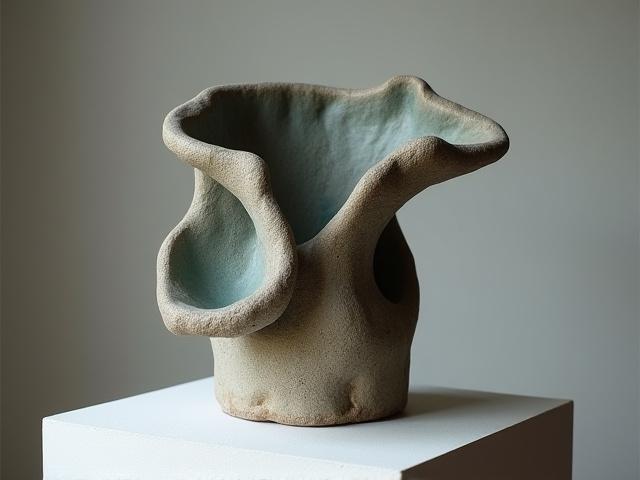 Unique sculptural ceramic piece with natural textures